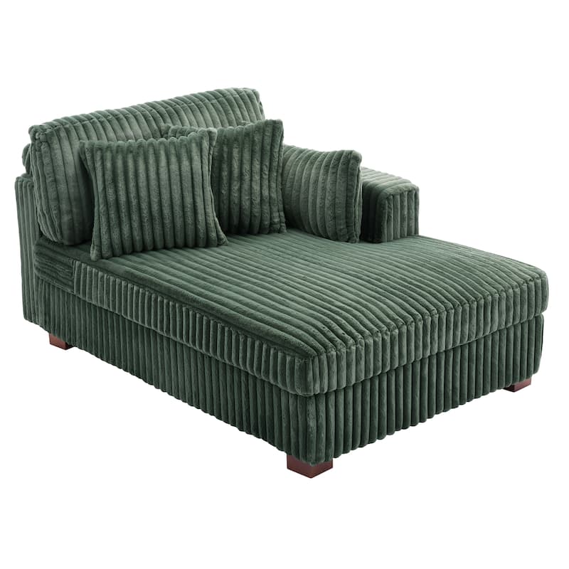 42" W Plush Corduroy Upholstered Chaise Lounge Sleeper for Living