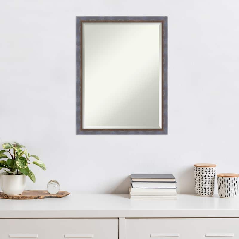 Two Tone Beveled Wood Framed Wall Mirror