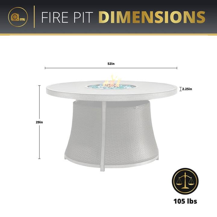 Kinger Home Isla Rattan 7-Piece Patio Set with Propane Fire Pit Table - 76-Inch