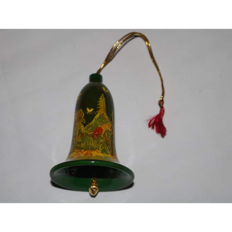 Handmade Christmas Ornaments Hand Painted by Artisan on Recycled Paper - Bell 1.4 - One Size