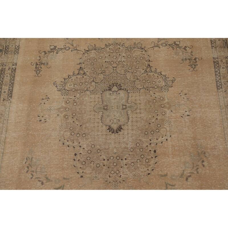 Antique Distressed Tabriz Persian Area Rug Handmade Wool Carpet - 9'10" x 12'9"