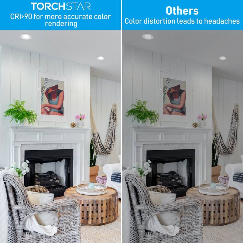 4" 5CCT LED Recessed Light, Anti-Glare Baffle Trim Night Light, CRI90 - 8pack