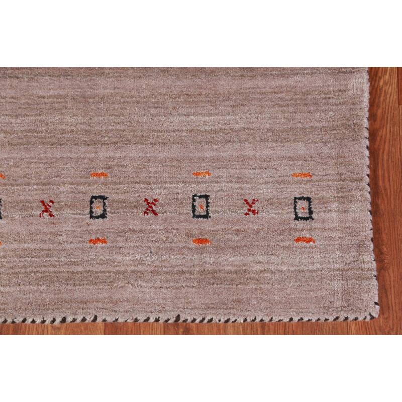 Hand Knotted Oriental 100% Wool Carpet Tribal Animal Pictorial Brown Gabbeh Area Rug - 4' 11'' X 3' 1''