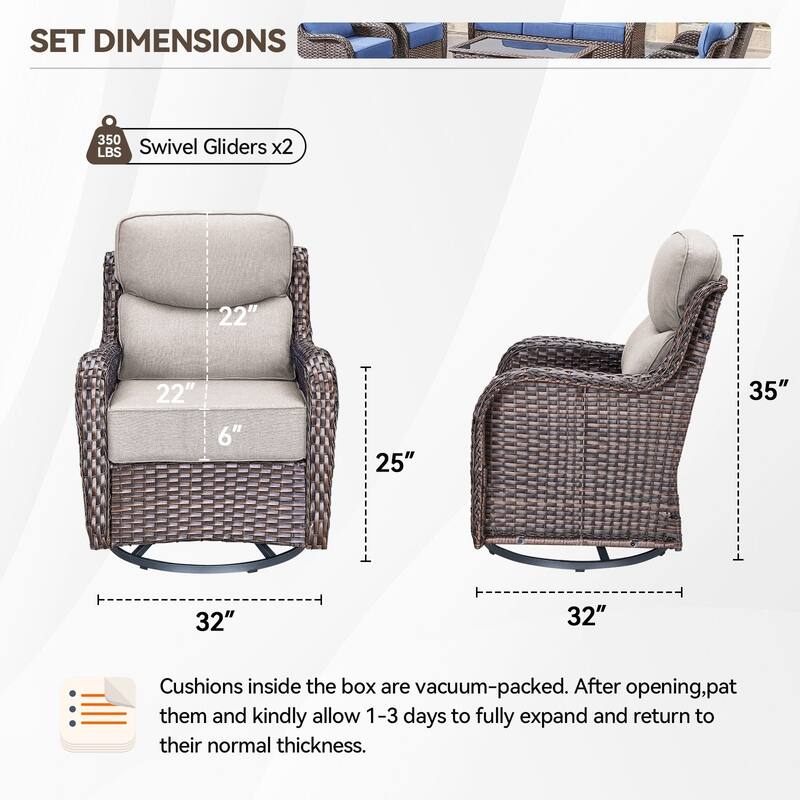 Outdoor Swivel Glider Rattan Chair Set