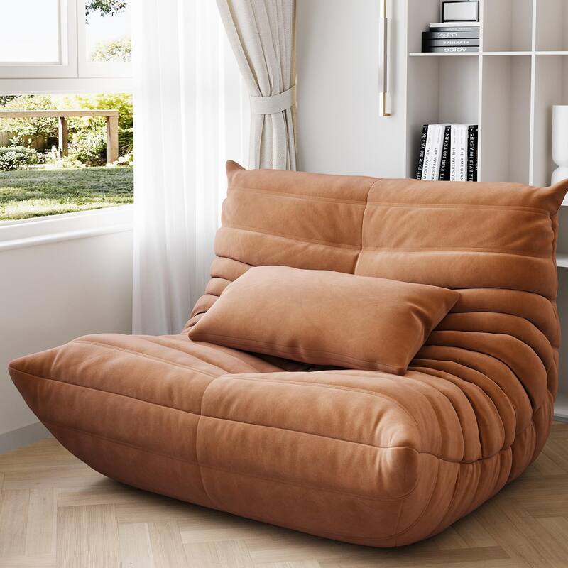 Bean Bag Chairs for Adults, Memory Foam Couch Single Sofa Chair - Orange