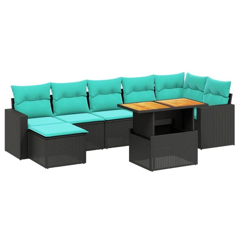 vidaXL Patio Sofa Set with Cushions Outdoor Furniture 8 Piece Poly Rattan - 24.4 x 24.4 x 27.2