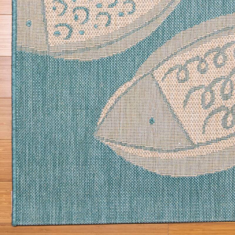 Gertmenian Solterra Nautical Coastal Tropical Weather Resistant Polypropylene Flatweave Indoor/ Outdoor Area Rug Collection