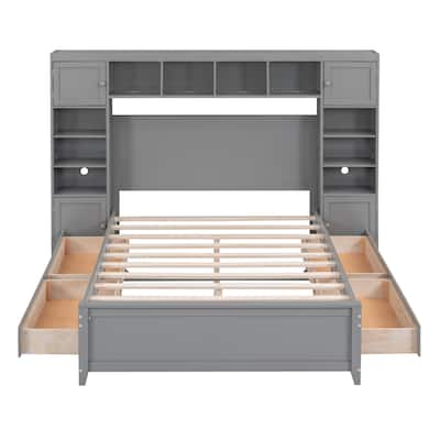 Full Size Bed With Cabinet and Shelf