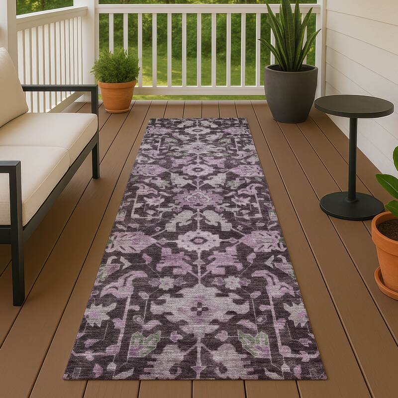 Machine Washable Indoor/ Outdoor Casual Traditional Chantille Rug - Eggplant - 2'3" x 7'6"
