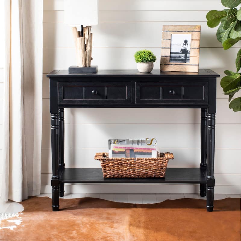 SAFAVIEH Camilla Grey 2-Drawer Console Table - 35.8" x 13.8" x 29.5" - 36"W x 14"D x 30"H