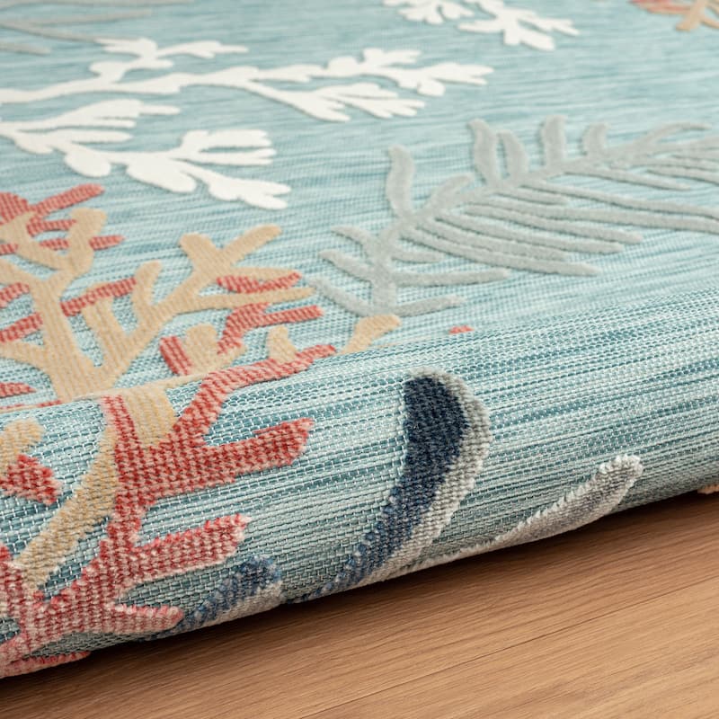 Sevita Coral Reef Textured Coastal Indoor/Outdoor Area Rug