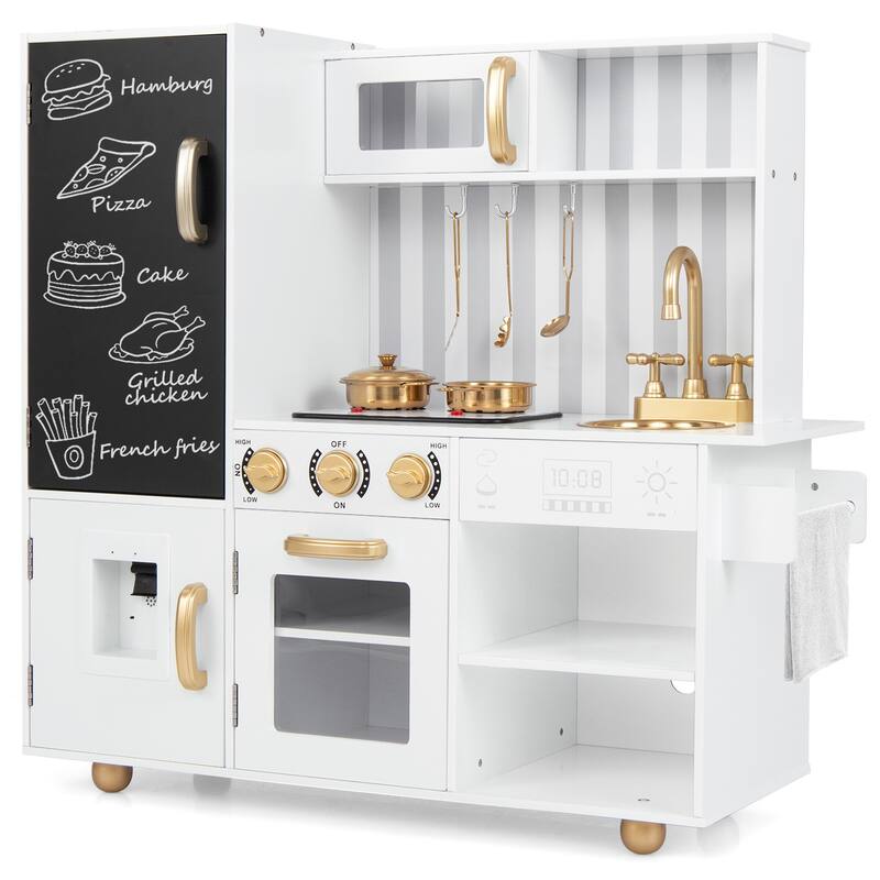 Pretend Play Kitchen for Kids with Real Sounds and Lights - 32.5" x 12" x 32"