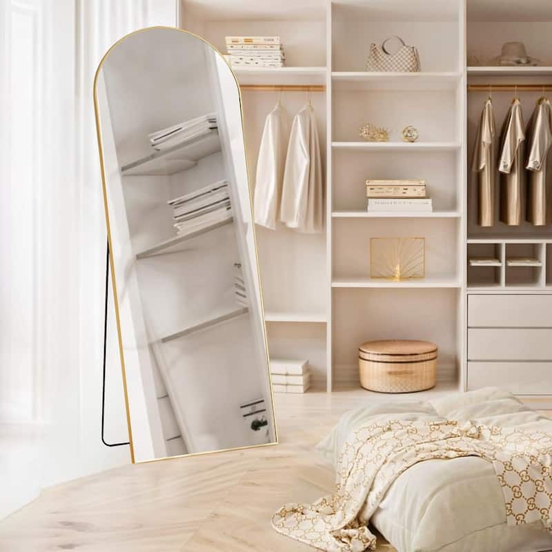 Full Length Mirror with Stand, Floor Mirror with Aluminum Alloy Frame for Bedroom, Standing Full Body Mirror for Wall, Cloakroom