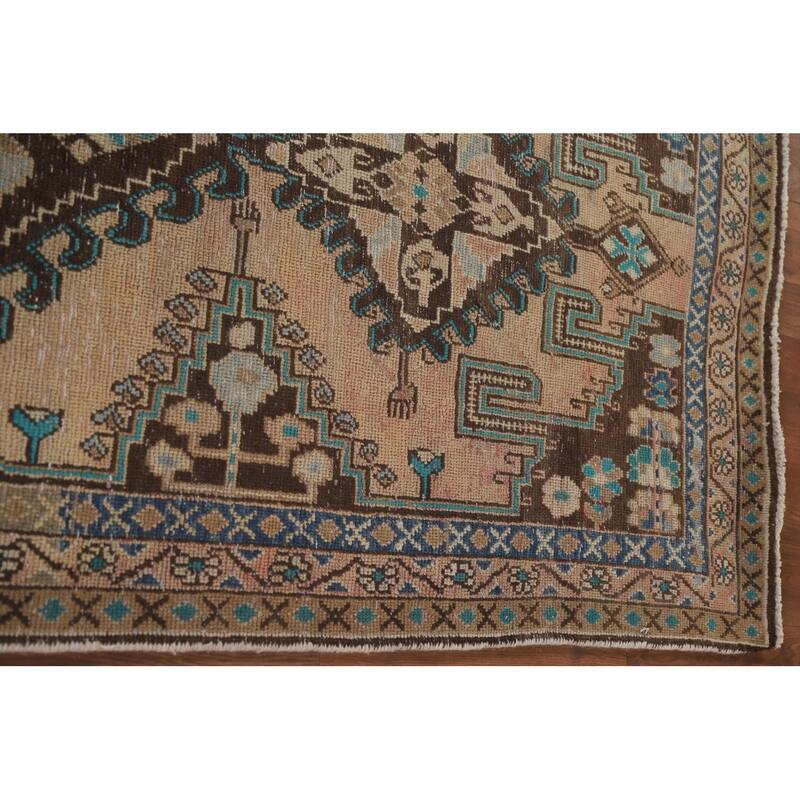 Hamedan Persian Antique Runner Rug Handmade Wool Carpet - 3'6" x 9'7"