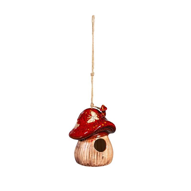 Ceramic Fantasy Mushroom Hanging Bird House