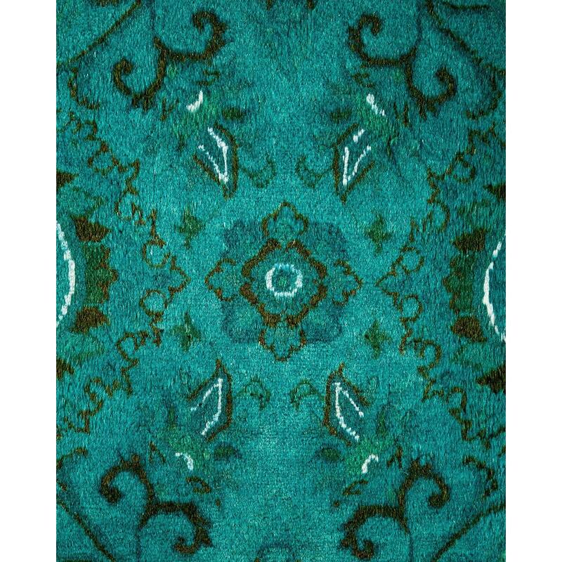 Overton Hand Knotted Wool Vintage Inspired Modern Contemporary Overdyed Blue Square Area Rug - 10' 3" x 10' 5"