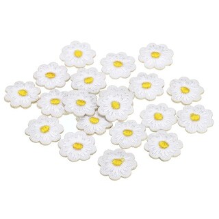 17mm Iron on Patches for Clothes, Flower Patch Self Adhesive, White ...