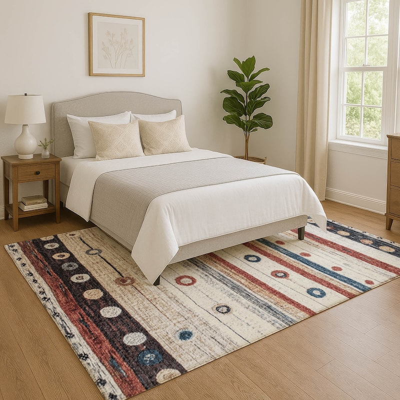 Premium Washable Super Soft Global Stripes Mayfield Rug - Beige - 10' x 14'