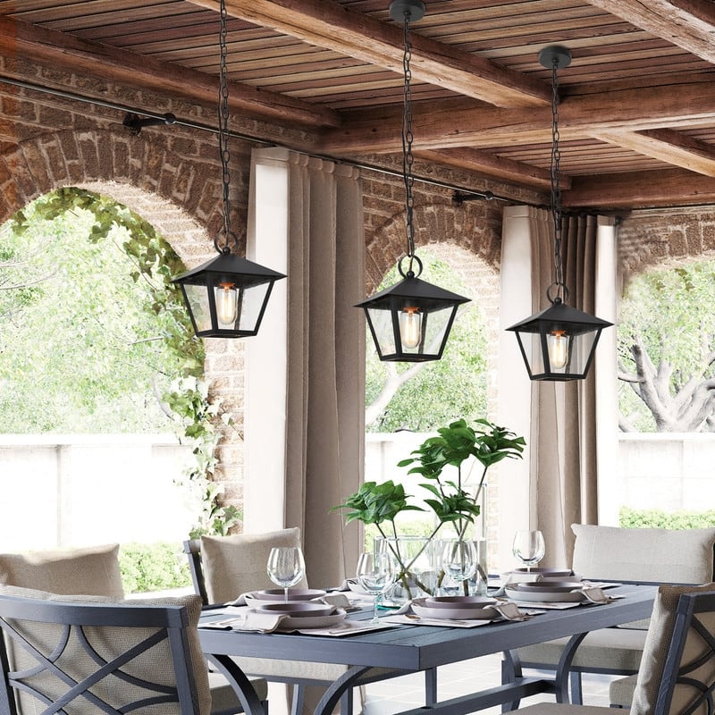 Mano Modern Black 1-Light Outdoor Wall Sconces Pendant Exterior Lantern