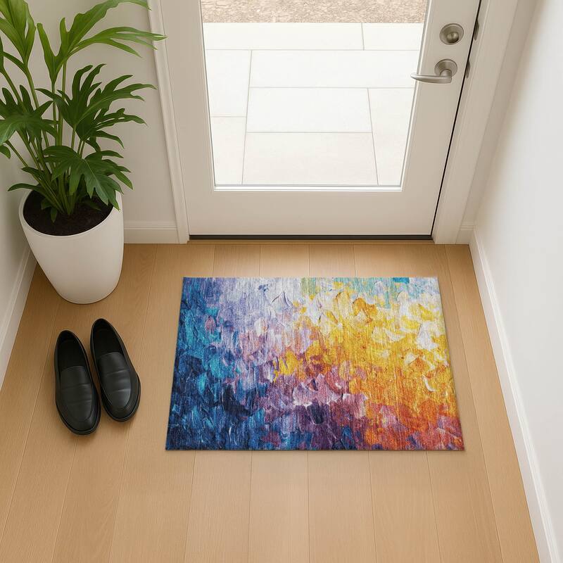 Premium Washable Super Soft Modern Current Mayfield Rug - Gold - 1'8" x 2'6"
