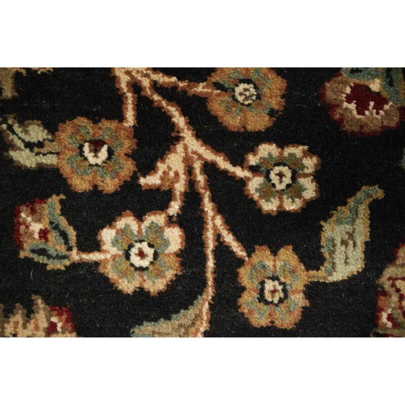 Hand Knotted Oriental 100% Wool Carpet Traditional All-Over Black Agra Area Rug - 7' 11'' X 8' 4''