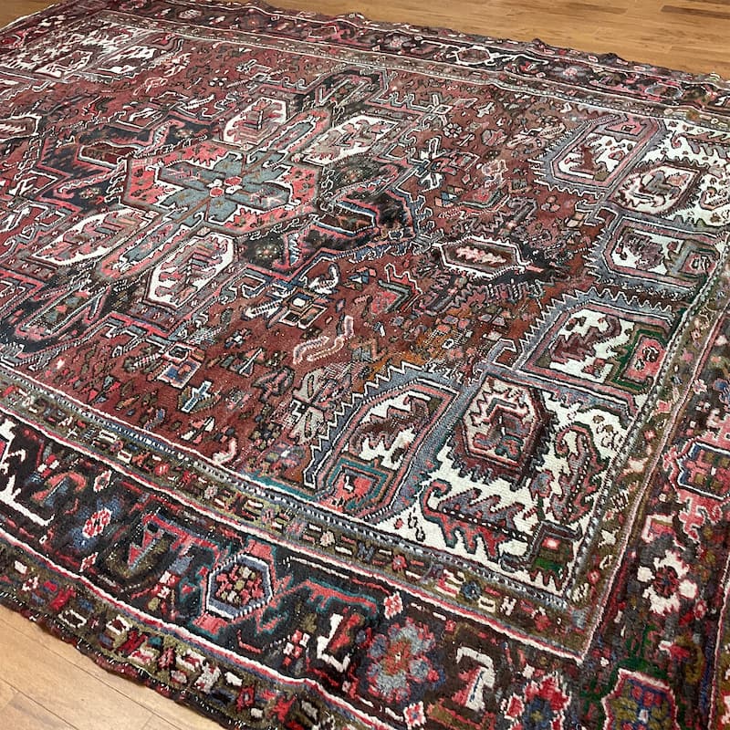 HERAT ORIENTAL Handmade 1940's Antique Heriz Wool Rug - 8'6" x 11'6"
