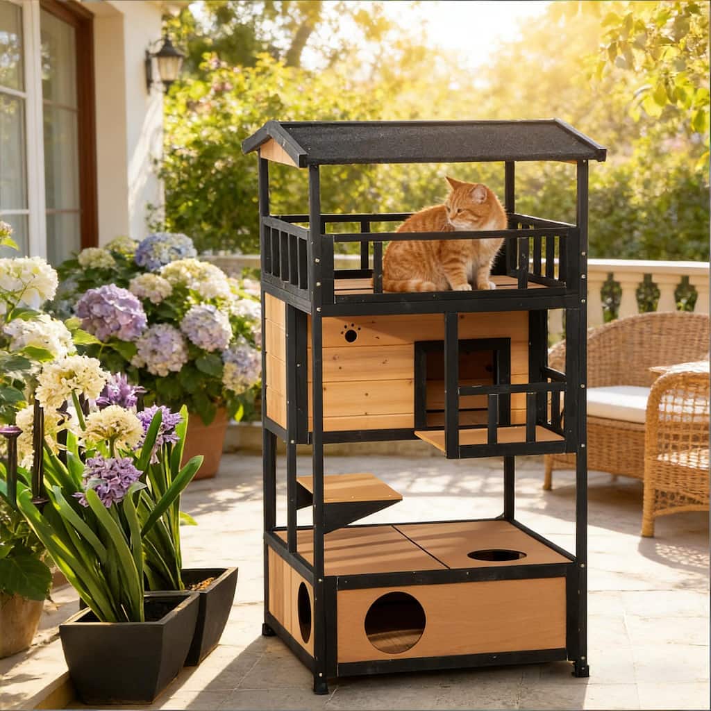 Pet House,Wooden Outdoor Cat House