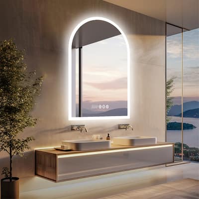 Practical 3 Colors Anti-fog Bathroom Vanity Mirror w/Date and Time&Memorable