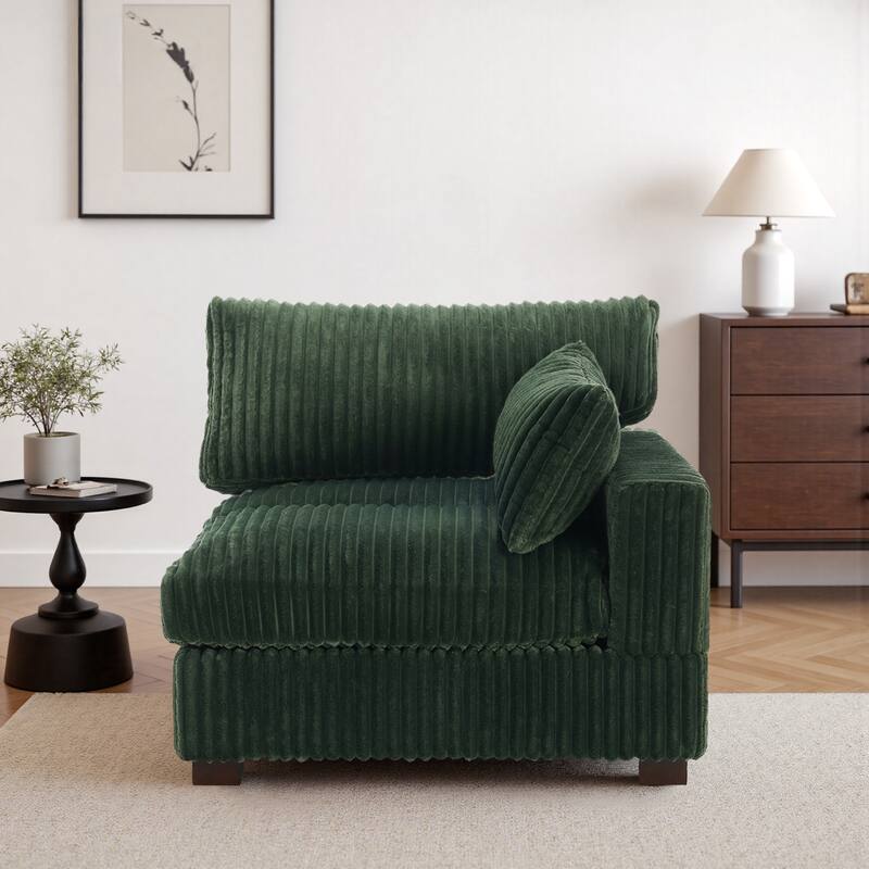 Cotton Flannel corner Sofa Armless Modular Sectional Sofa Seamless Combination - Green-LeftCorner - Right Facing