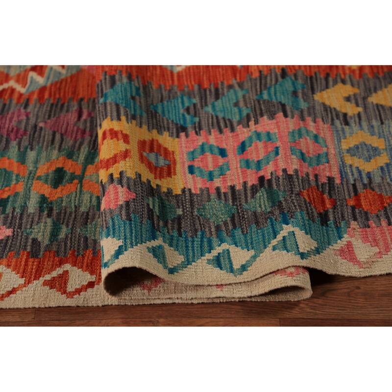 Kilim Oriental Area Rug Flatweave Wool Carpet - 9'8"x 13'0"