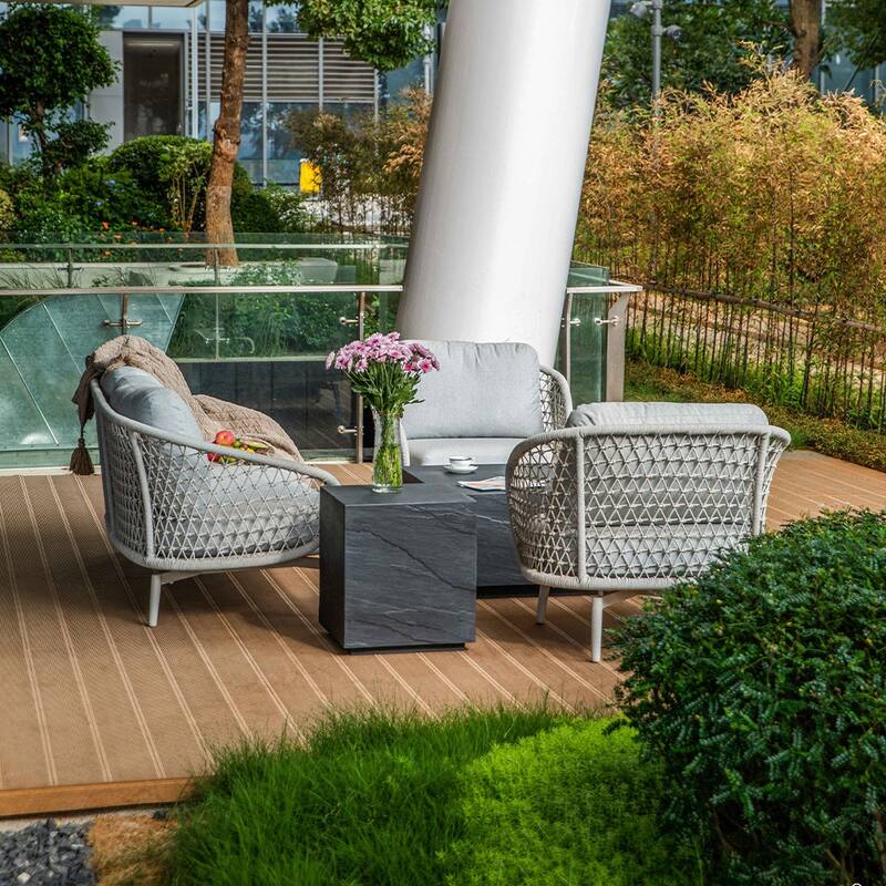 Elementi Outdoor Side Table Accent Table Coffee Table Concrete - 17.7 x 17 Inches