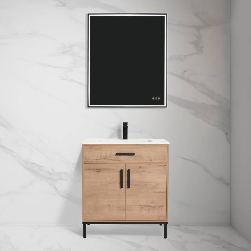 Blossom Freestanding Bathroom Vanity with SMC Sink All Wood - Oak Finish - Classic Oak