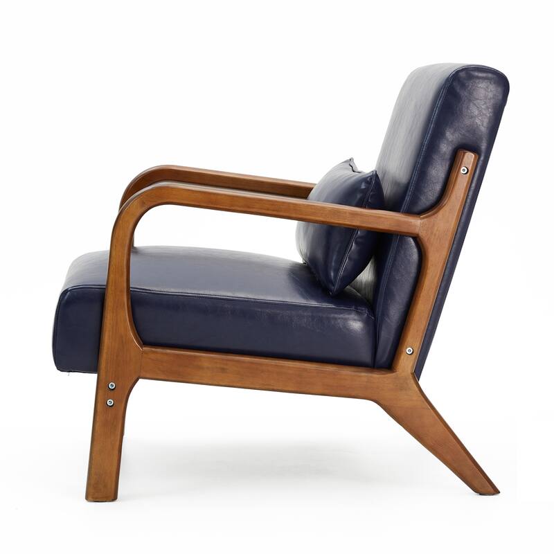Glitzhome Set of 2 30.75"H Mid-Century Modern PU Leather Accent Chairs with Cushion - 25.75"W x 33.75"D x 30.75"H