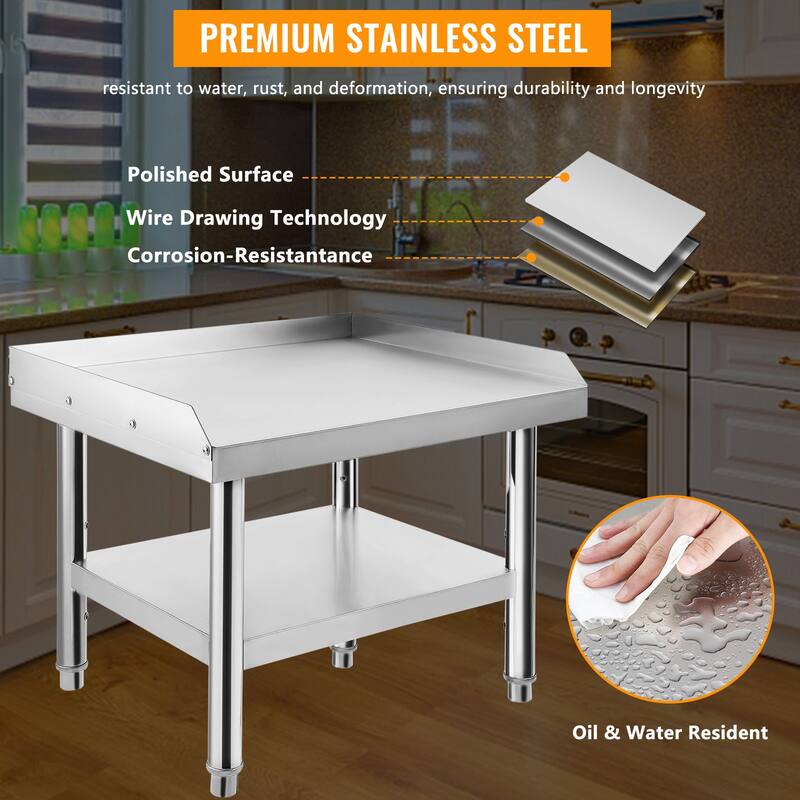Stainless Steel Grill Stand Table with Adjustable Storage Undershelf