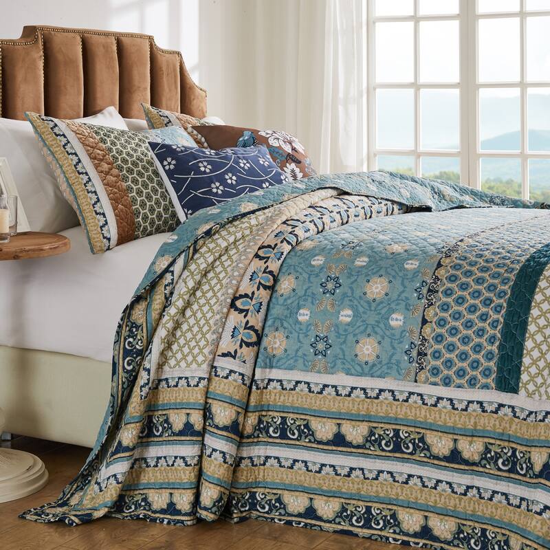 Greenland Home Fashions Thalia Velvet-Embellished Cotton Bedspread Set