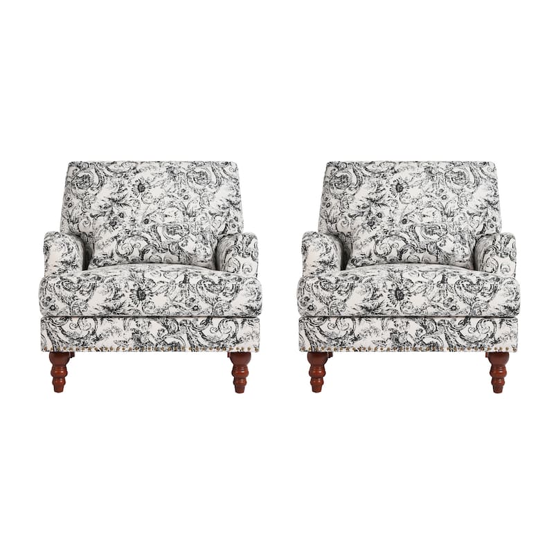 Set of 2 Mid Century Chenille Upholstered Accent Chairs