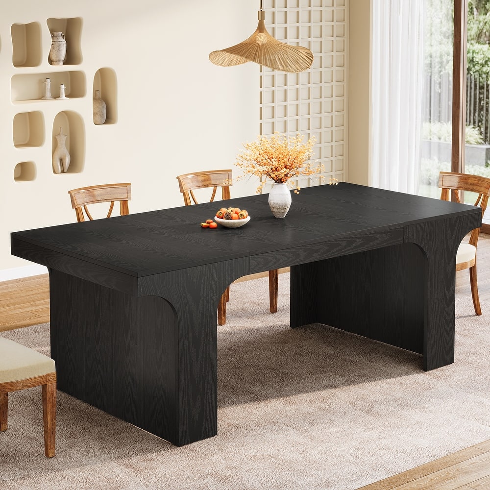 Wooden Rectangular Dining Table for 6-8 People with Sled Base