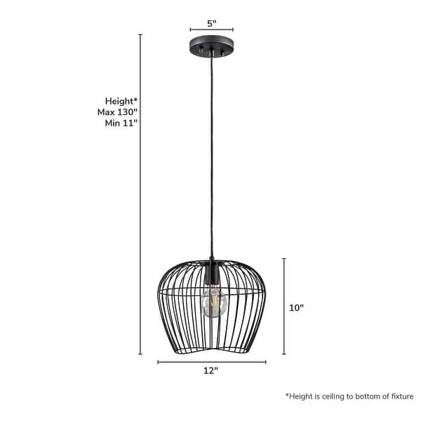 dimension image slide 1 of 2, Hunter Redding Matte Black 1 Light Pendant - Industrial, Modern & Contemporary - Kitchen, Dining Room, Entryway, Laundry Room