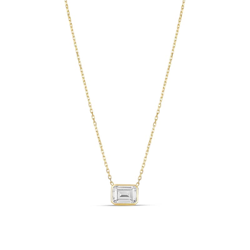 SHYMI Mini Bezel Solitaire Necklace - Gold Emerald - Yellow