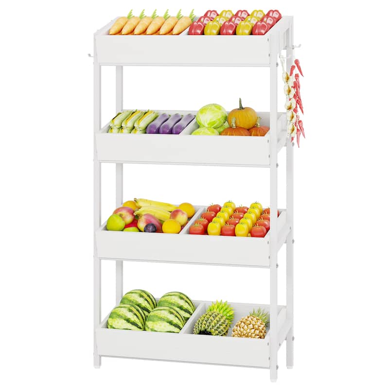 4-Tier Vegetable and Fruit Storage Retail Display Rack Stand