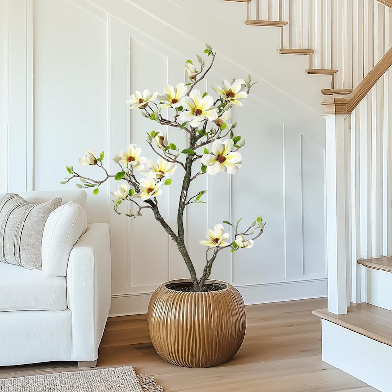 Faux Artificial Flower Tree, Magnolia Plants for Home Decor - 5 ft