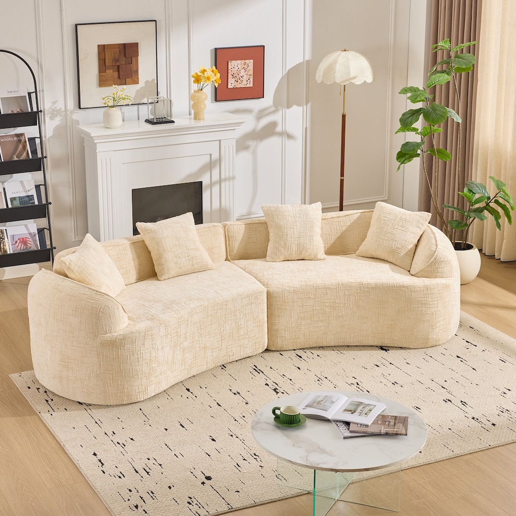 GDFStudio Veloura Arc Modular Curved Sofa Modern Cloud Style Pink Lounge Living Room Couch