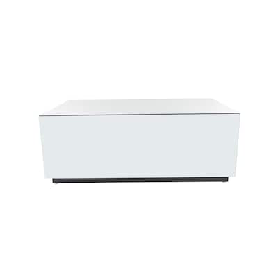 Glass Mirrored Rectangle Coffee Table with Black Elevated Base - Silver - Roche River Decor - 28"Wx47"Lx18"H