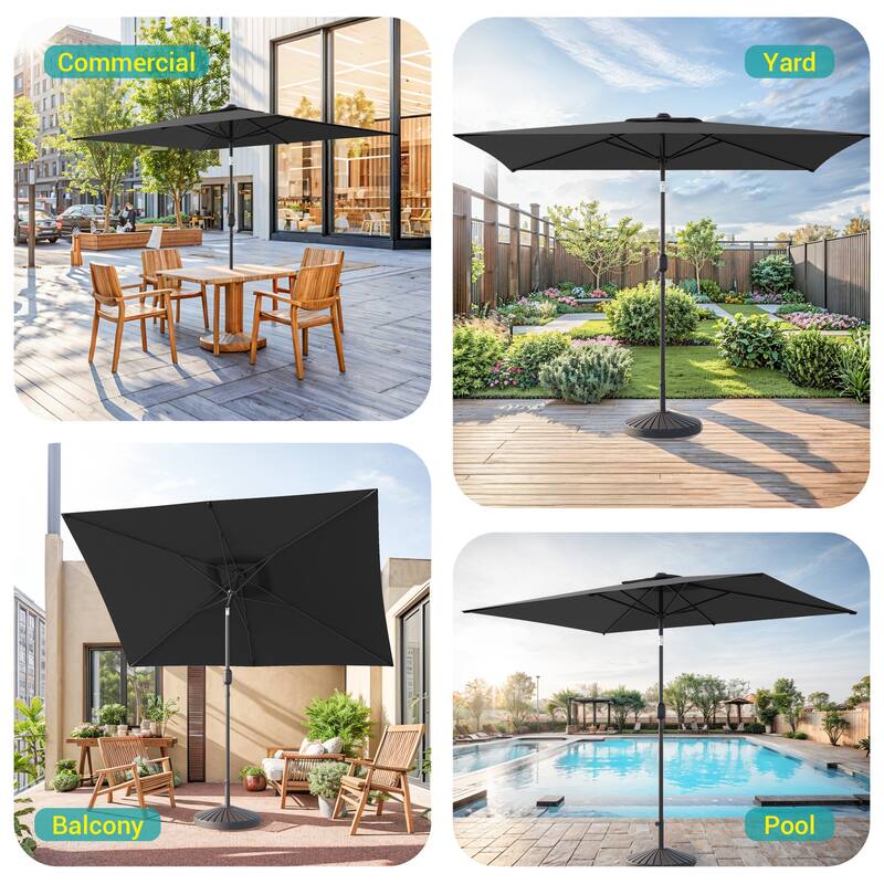 BONOSUKI LED 10 x 6.5ft Outdoor Umbrellas Patio Market Table Umbrellas