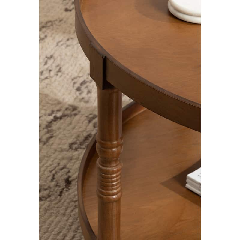 Kate and Laurel Bellport Round Wood Coffee Table