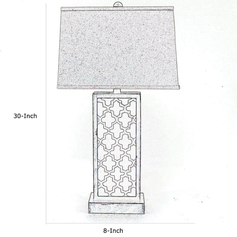 Rock Base Table Lamp Set of 2 with Drum Shade and Quatrefoil Pattern,Brown