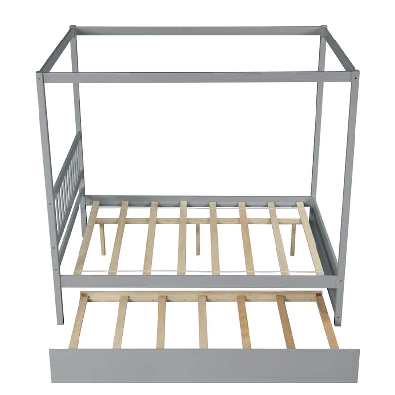 Full Size Canopy Bed with Twin Trundle