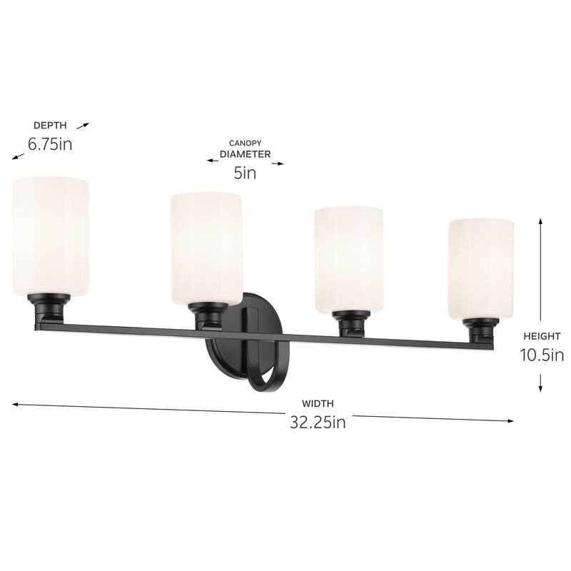 Kichler Lighting Gioe 32.25" 4-Light Vanity Light with Opal Glass in Black