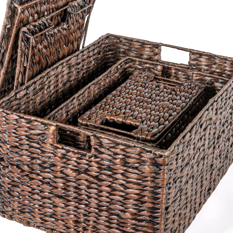happimess Traditional Assorted Hand-Woven Hyacinth/Iron Baskets, (Set of 10)
