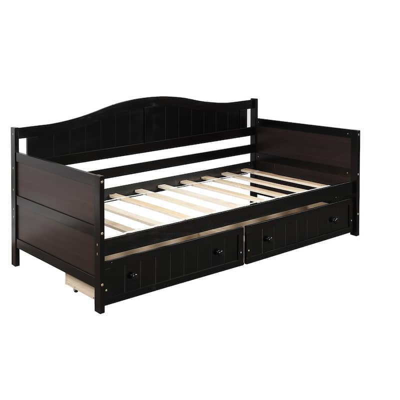 Twin Wooden Daybed with 2 drawers for Bedroom Living Room